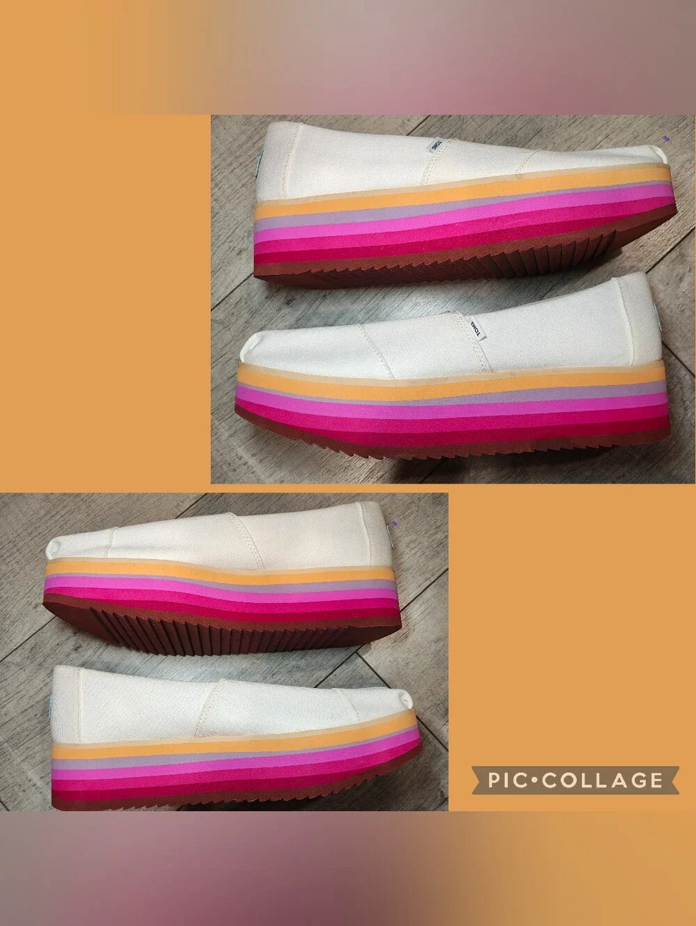 ✨🌈NWOT TOMS Alpargata Rainbow Platform Wedge Espadrilles Slip-Ons ✨🌈